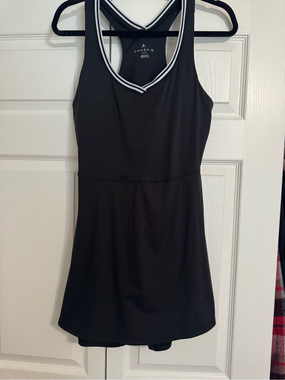 Danskin Black Athletic Racerback Dress with White Trim